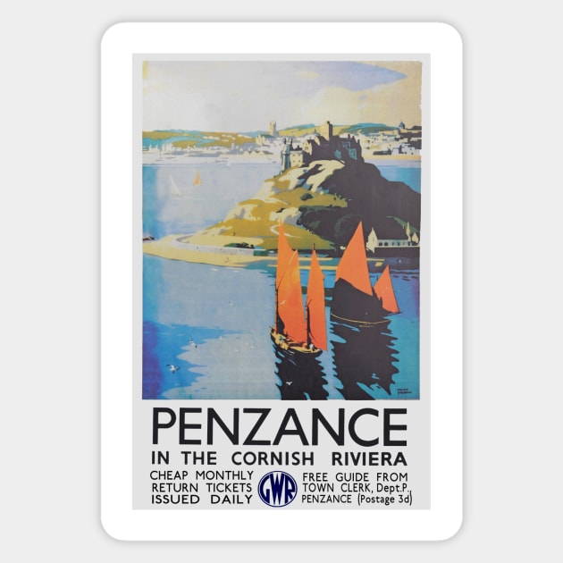 Vintage GWR travel poster advertising Penzance Sticker by Random Railways